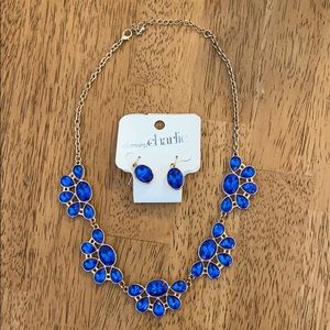 Royal Blue Jeweled Necklace/Earring Set